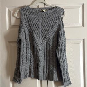 Miami Gray Off-the-Shoulder Sweater with Cable Knit Design